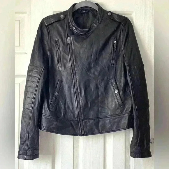 Bolvaint PARIS Adelais Black Lambskin Women's Moto Jacket size 2XL - Picture 2 of 9